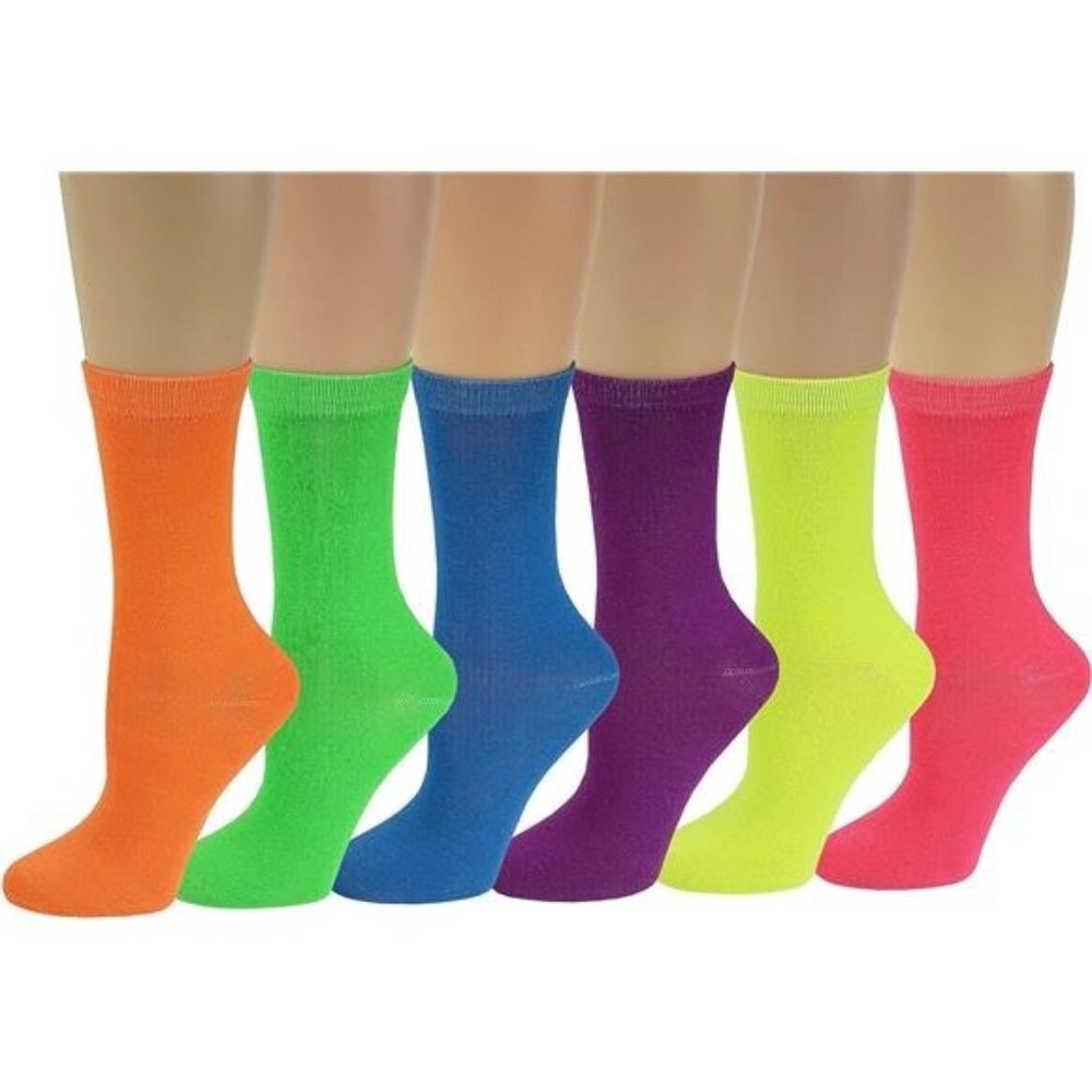 Women Stretchy Novelty Crew Colorful Fancy Crazy Design Soft Socks 6 Pairs